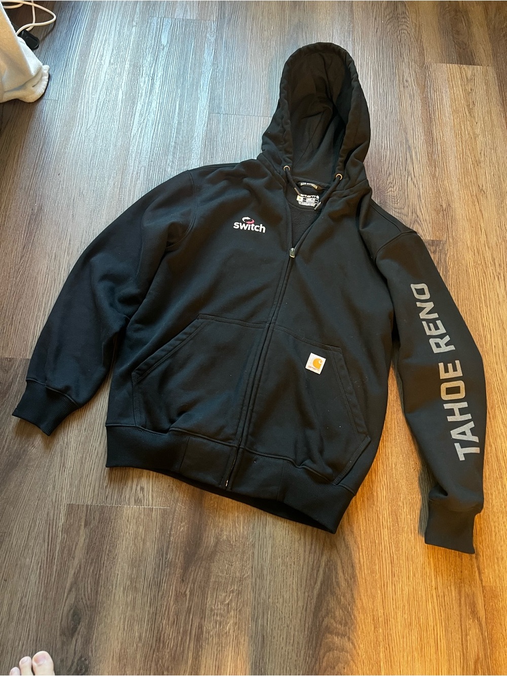 Carhartt Black Full-Zip Hoodie with Tahoe Rend Sleeve Print